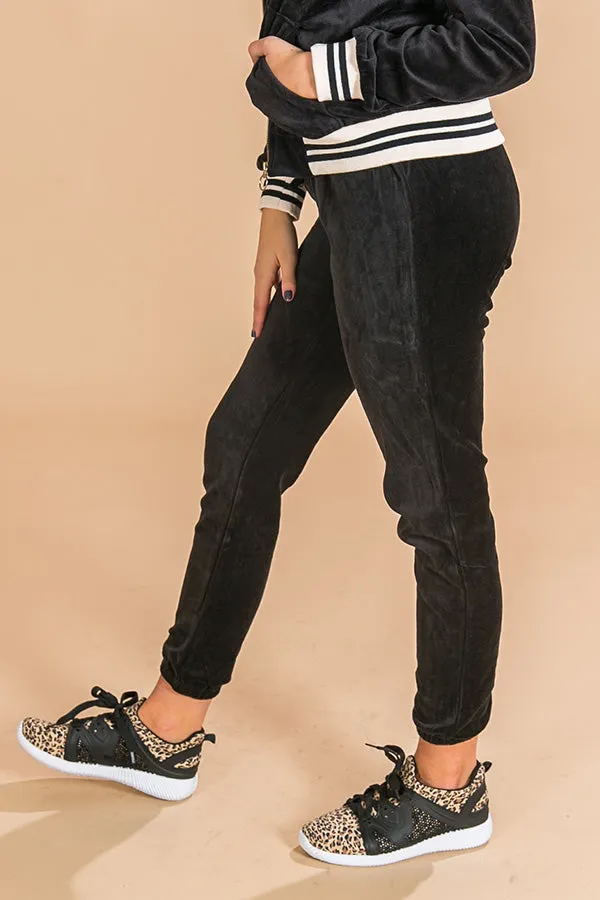 Hot Cocoa & Cuddles Velour Pants In Black