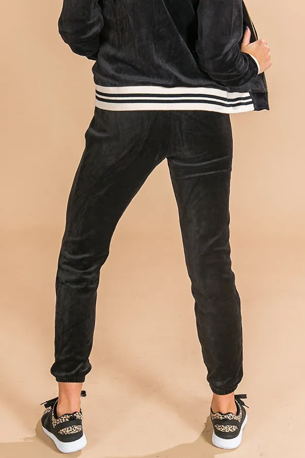 Hot Cocoa & Cuddles Velour Pants In Black