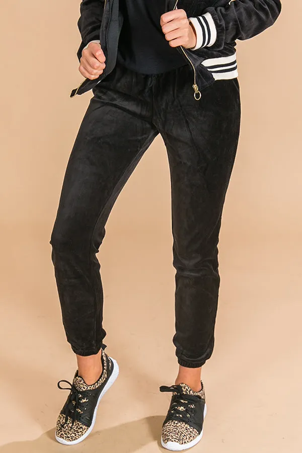 Hot Cocoa & Cuddles Velour Pants In Black