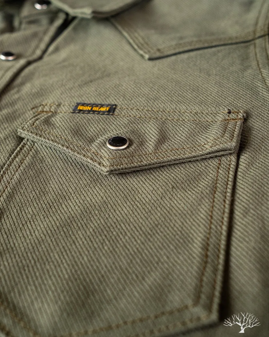 IHSH-235-OLV - Military Serge Western Shirt - Olive