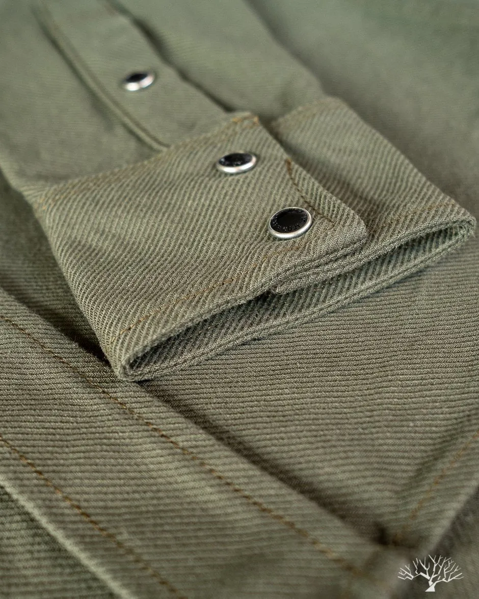 IHSH-235-OLV - Military Serge Western Shirt - Olive