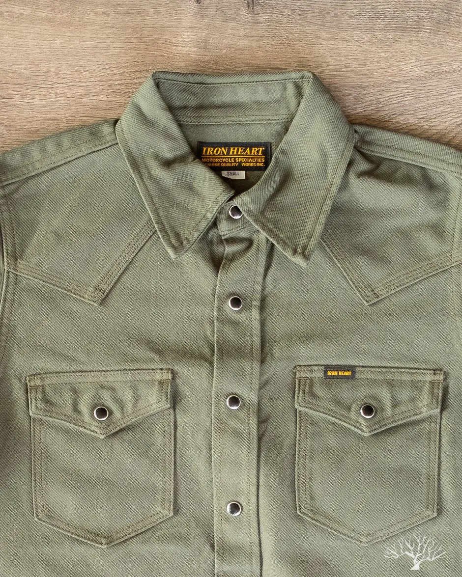 IHSH-235-OLV - Military Serge Western Shirt - Olive