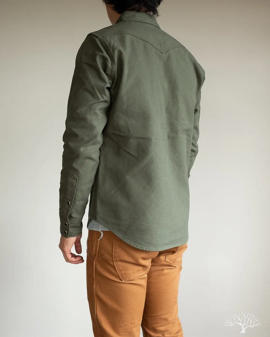 IHSH-235-OLV - Military Serge Western Shirt - Olive