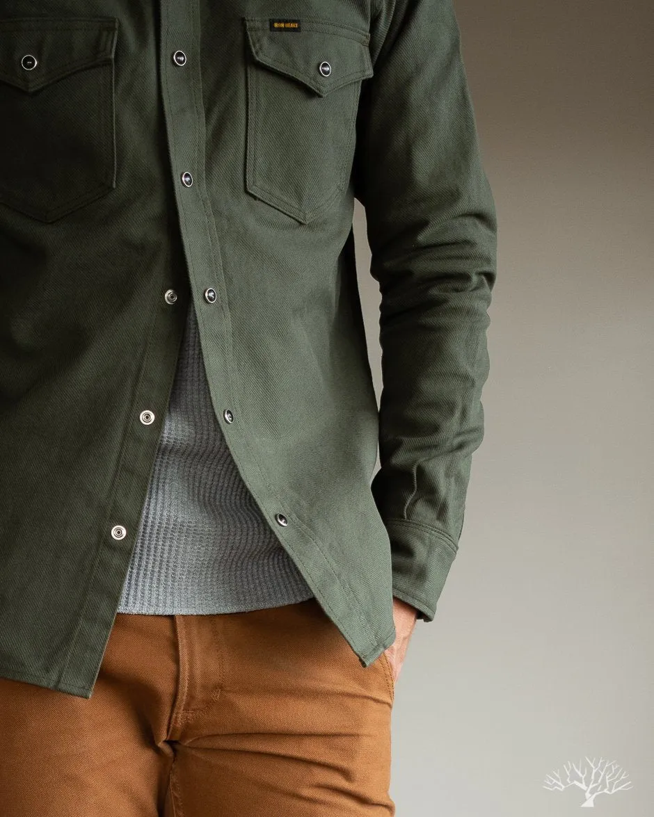 IHSH-235-OLV - Military Serge Western Shirt - Olive