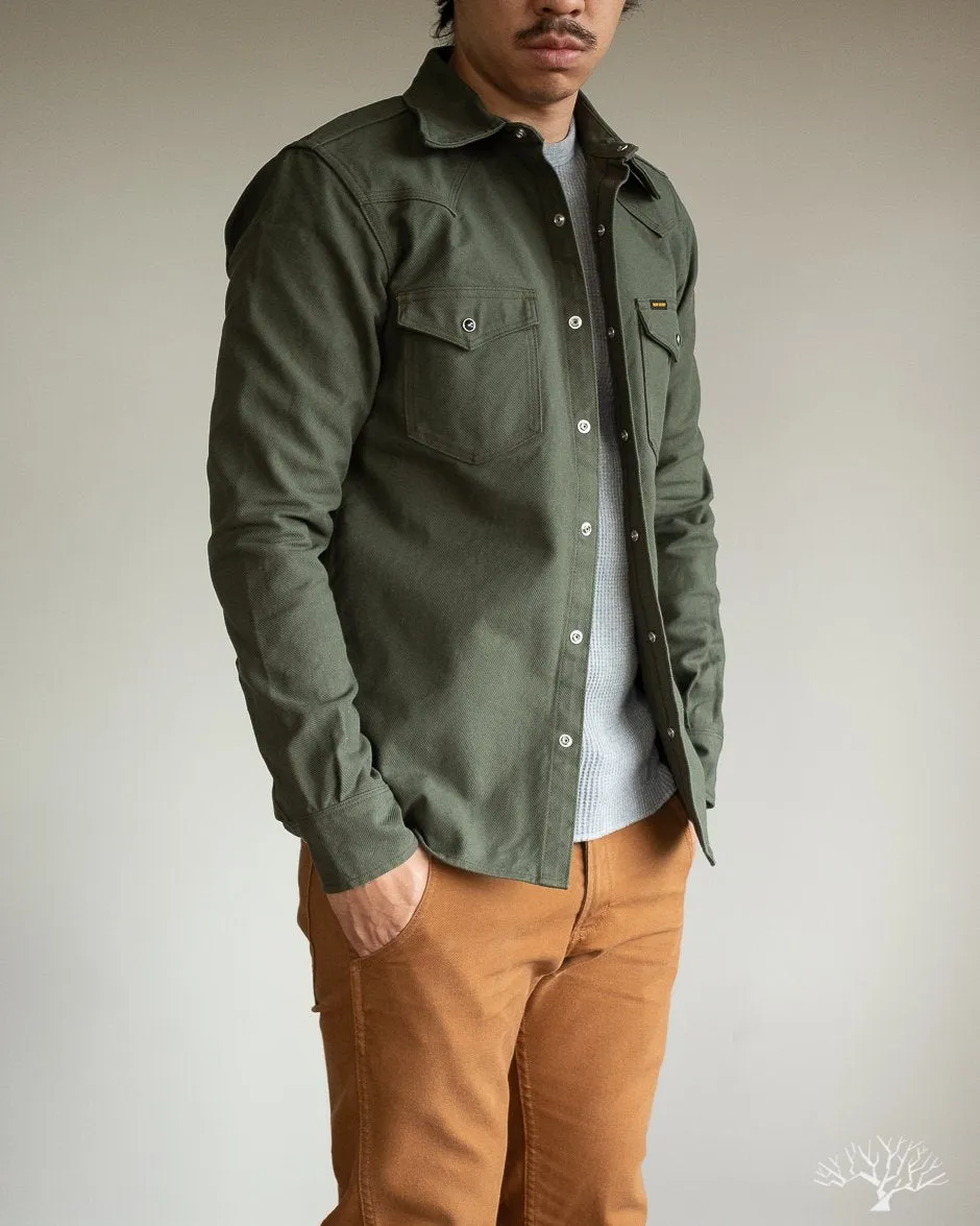 IHSH-235-OLV - Military Serge Western Shirt - Olive