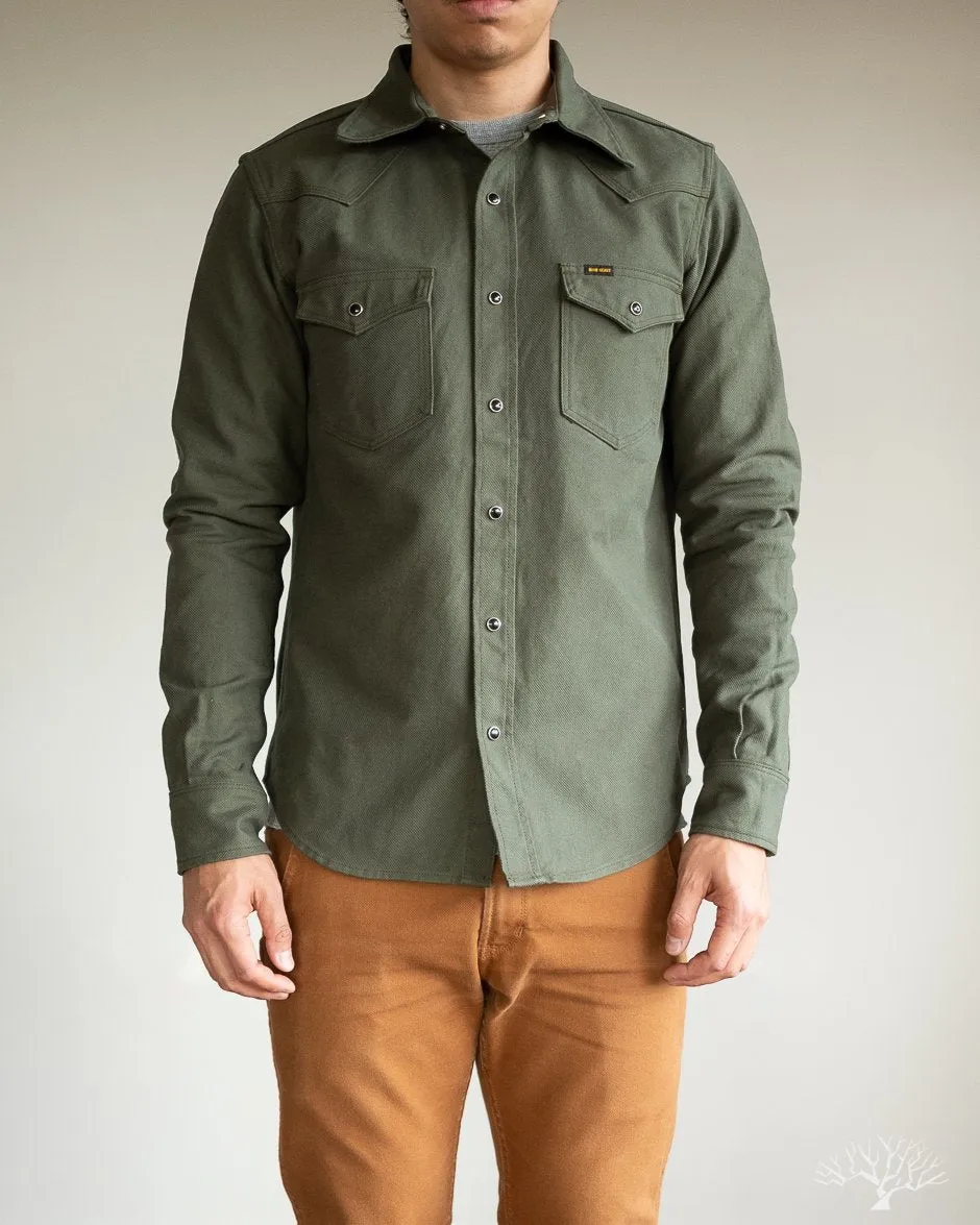 IHSH-235-OLV - Military Serge Western Shirt - Olive