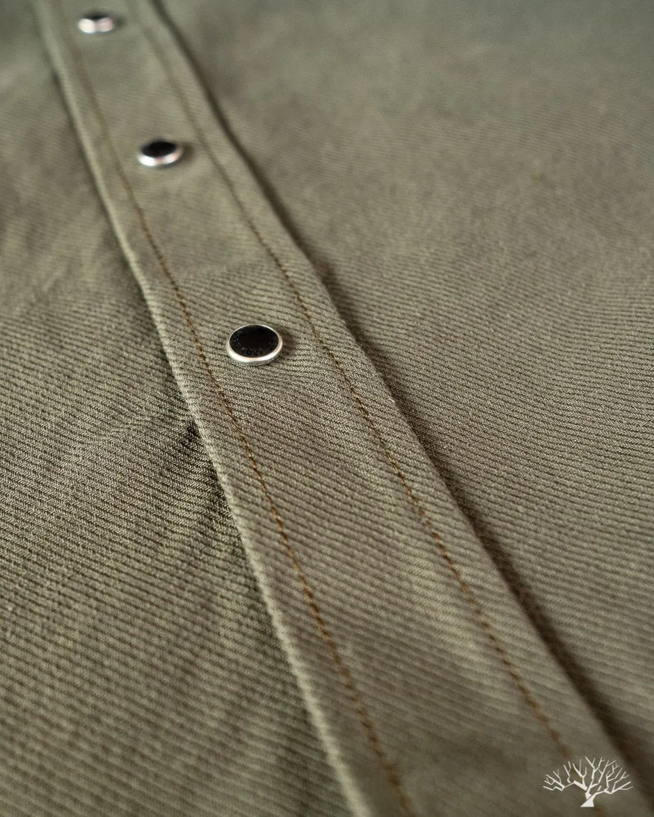IHSH-235-OLV - Military Serge Western Shirt - Olive