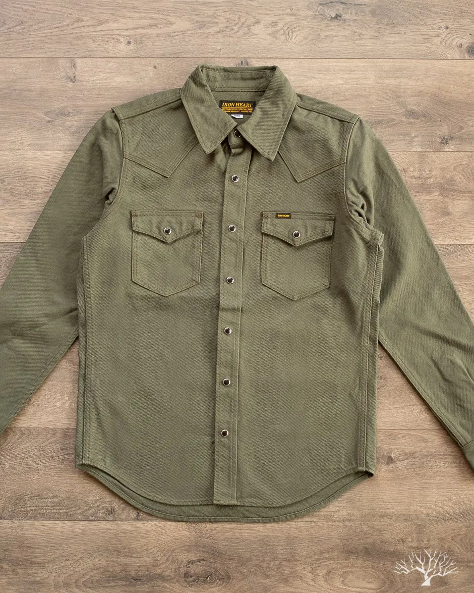 IHSH-235-OLV - Military Serge Western Shirt - Olive