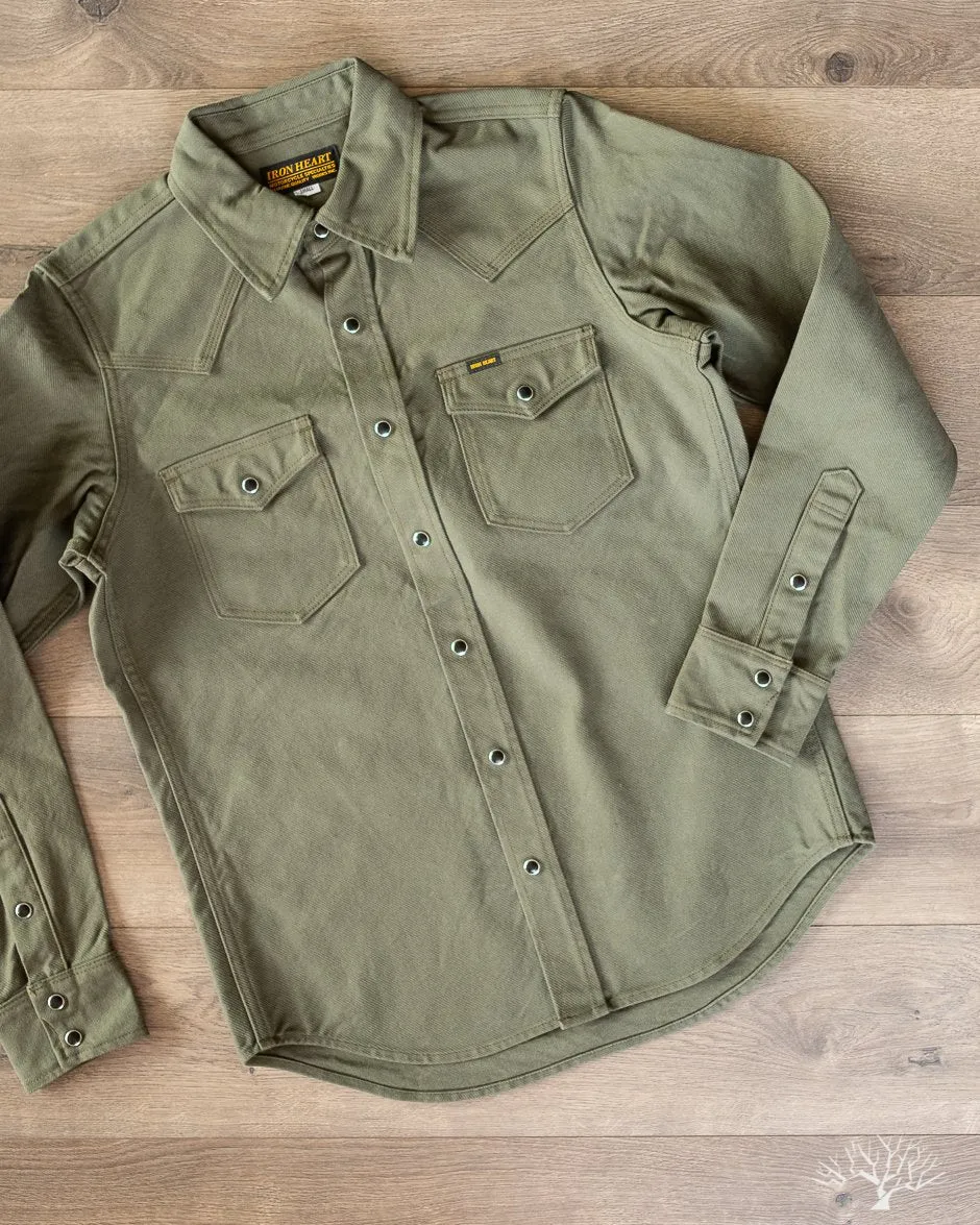 IHSH-235-OLV - Military Serge Western Shirt - Olive