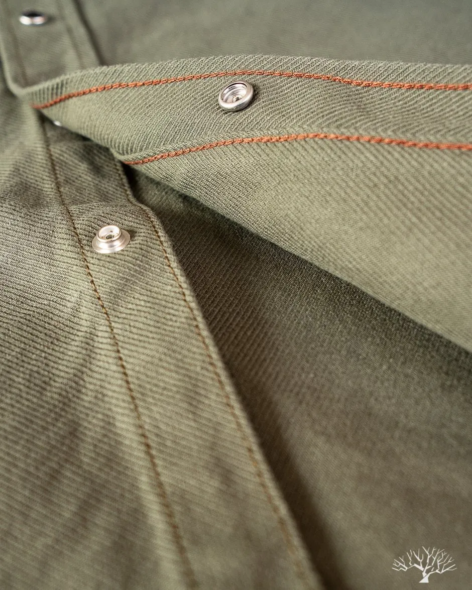 IHSH-235-OLV - Military Serge Western Shirt - Olive
