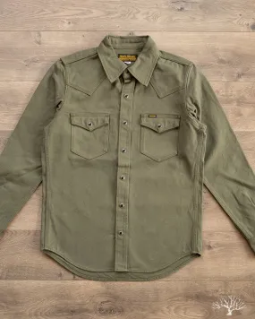 IHSH-235-OLV - Military Serge Western Shirt - Olive