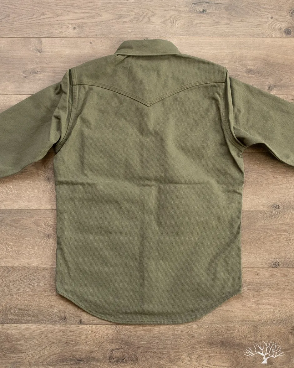 IHSH-235-OLV - Military Serge Western Shirt - Olive