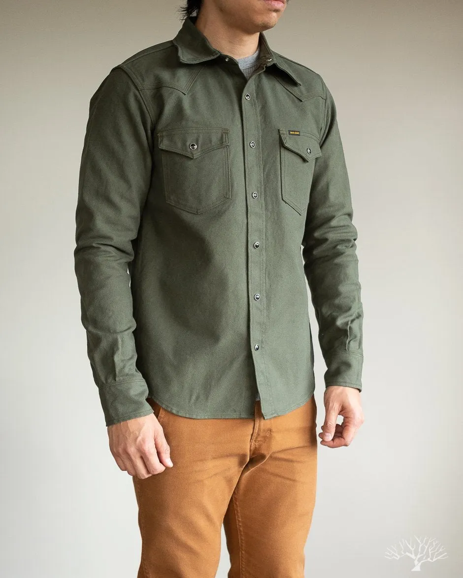 IHSH-235-OLV - Military Serge Western Shirt - Olive