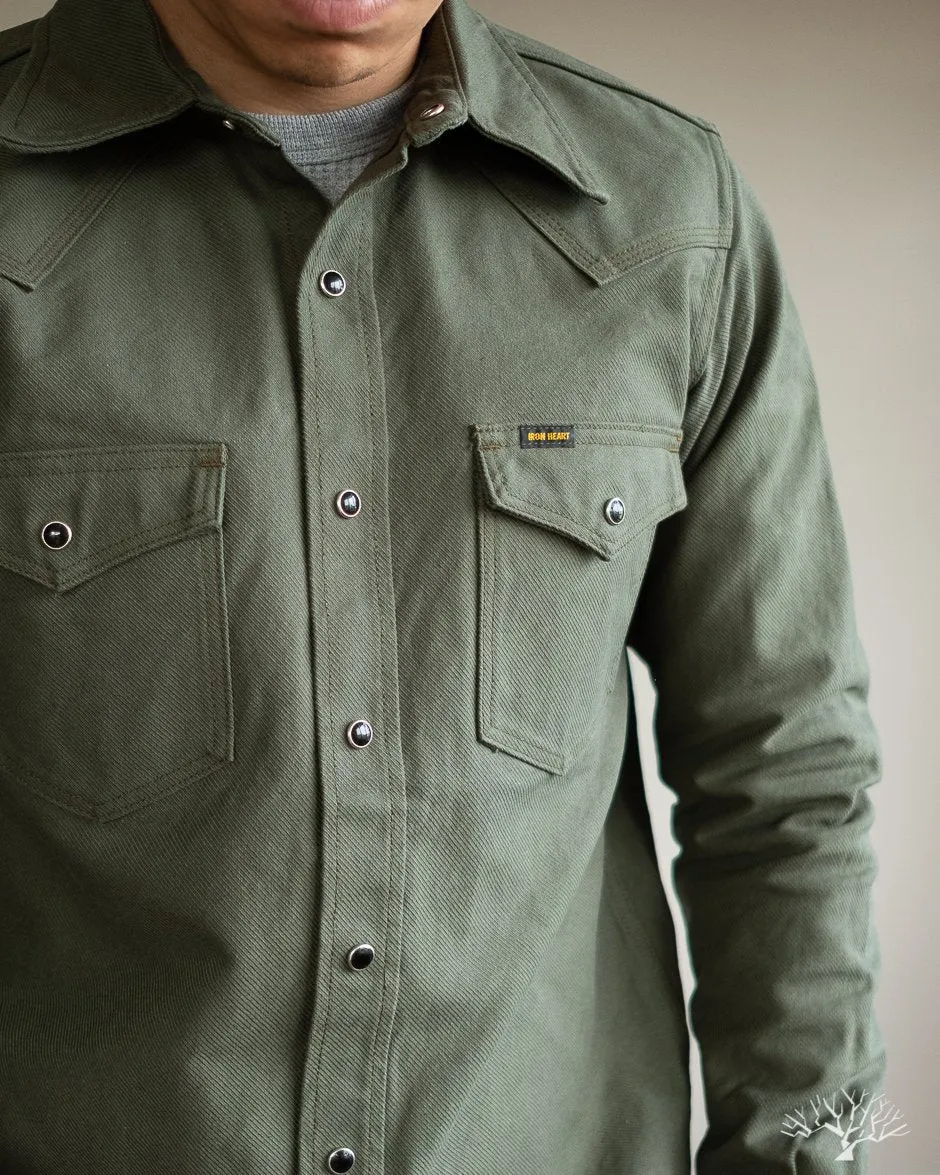 IHSH-235-OLV - Military Serge Western Shirt - Olive