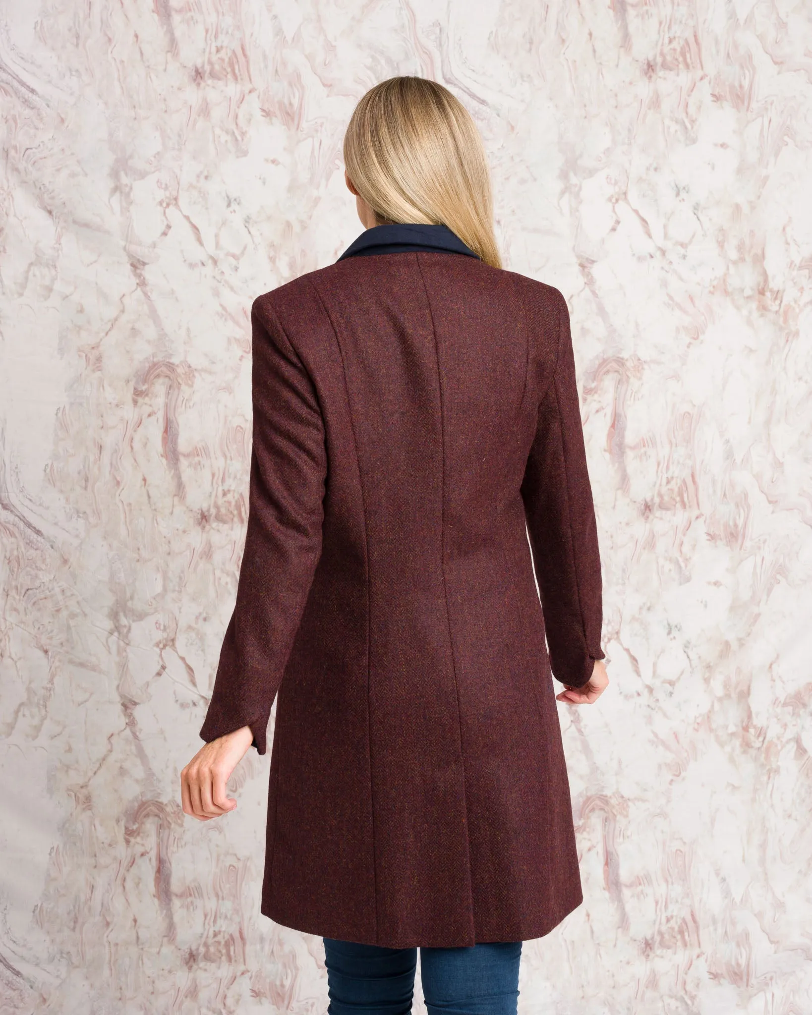 Isabella Tweed Coat - Berry Herringbone