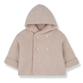 jacket fleece with hat - nude