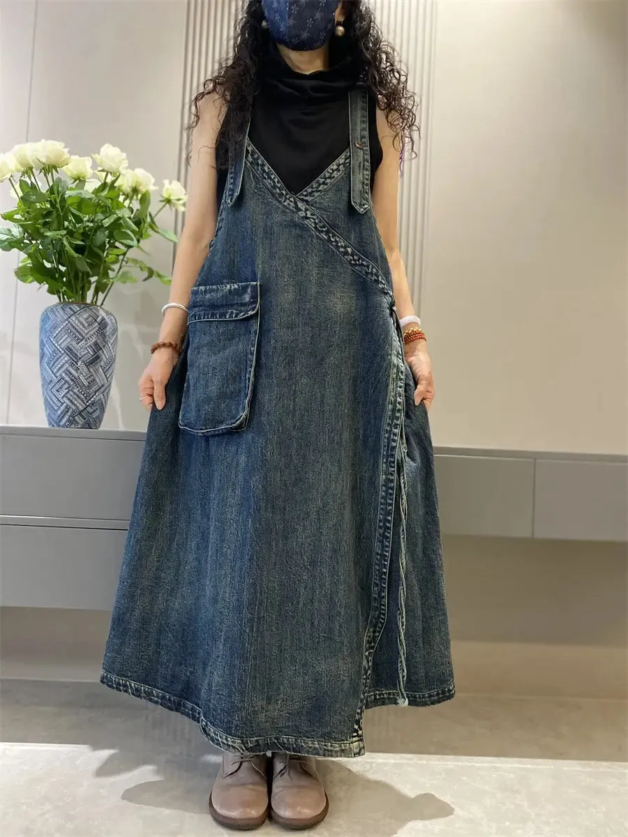jean overall dress long denim jumper dress women's jean overall dress