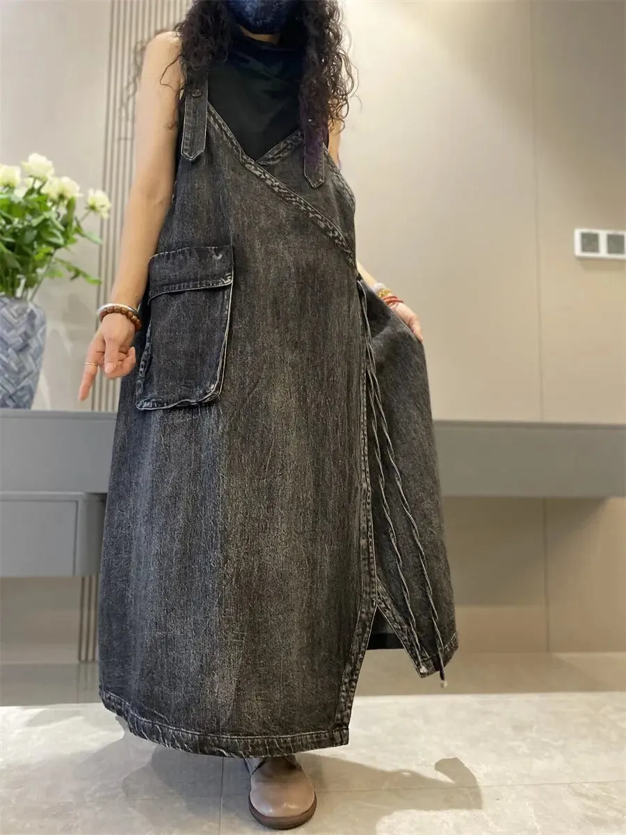 jean overall dress long denim jumper dress women's jean overall dress