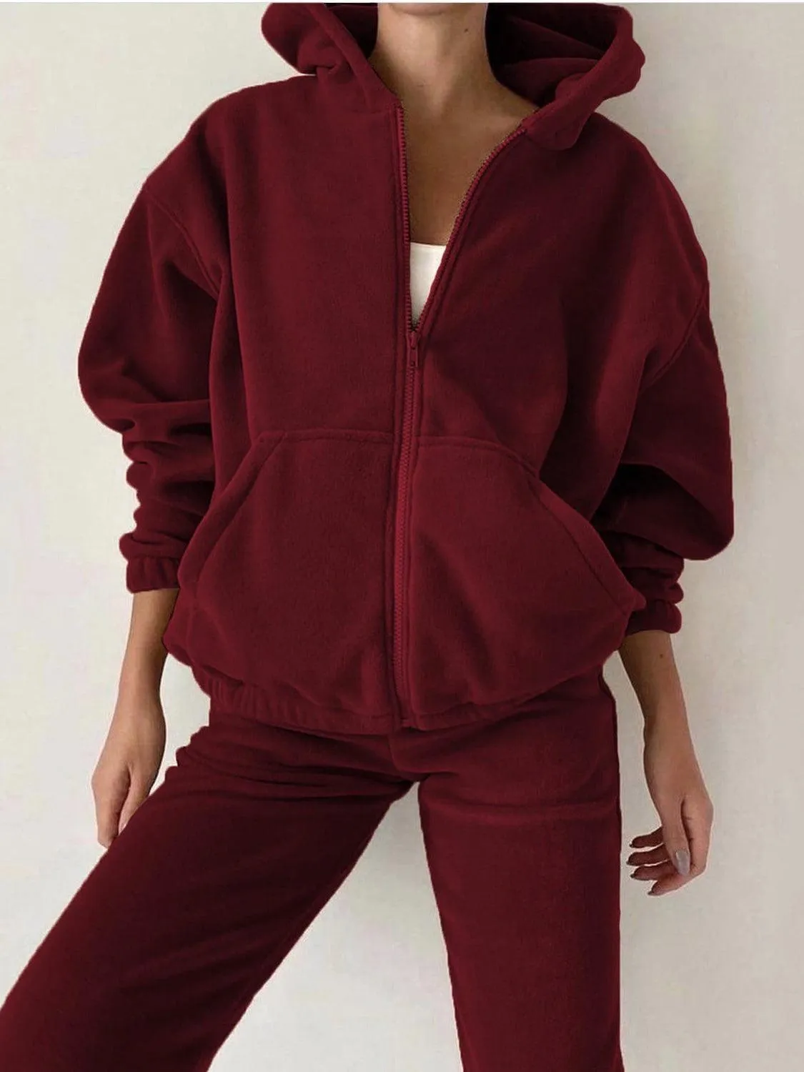 Joggers Set Zip Up Long Sleeve Hoodie and Pants