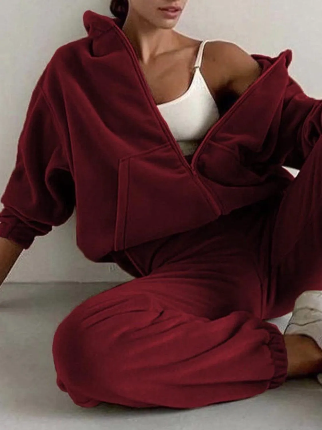 Joggers Set Zip Up Long Sleeve Hoodie and Pants