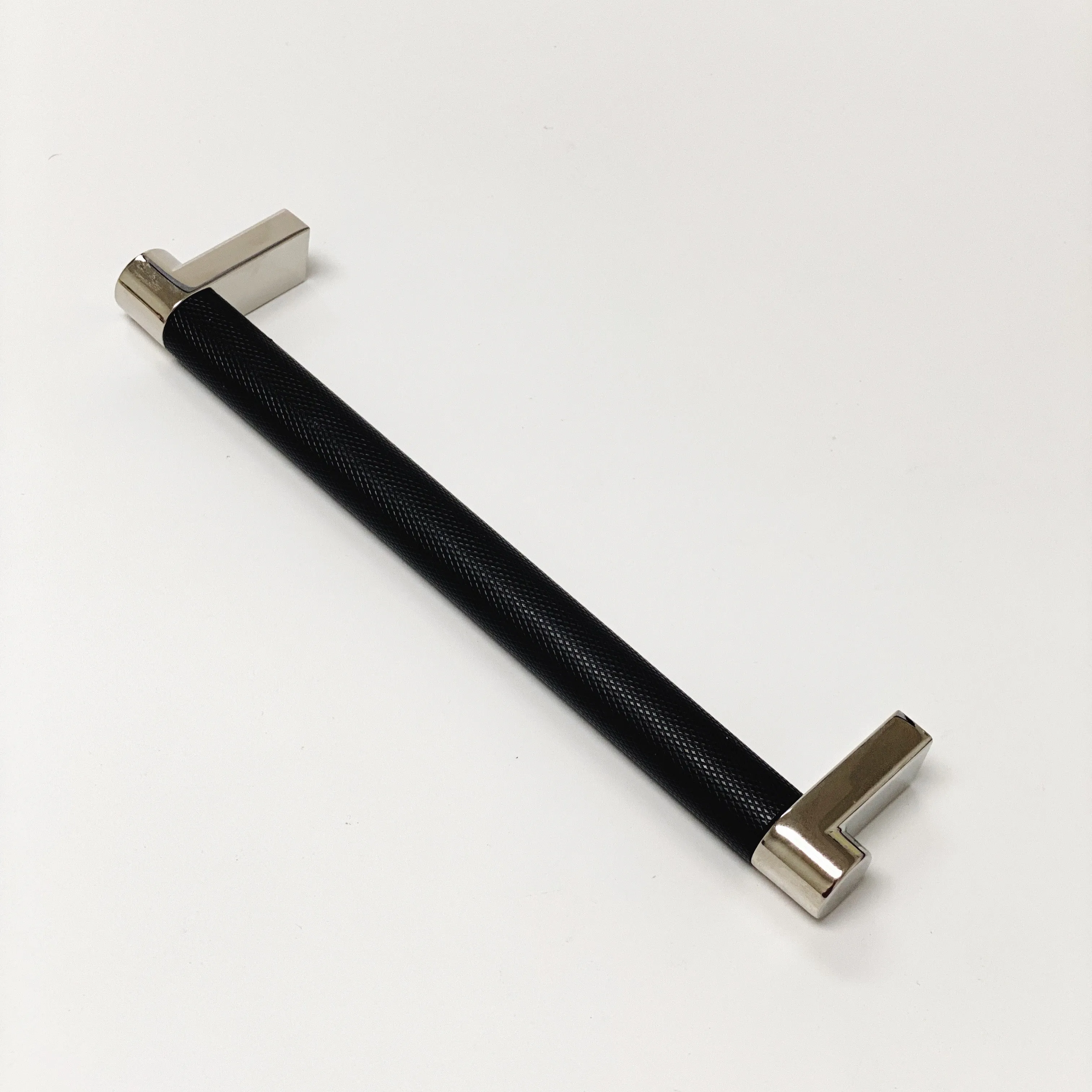 Knurled Select Texture Polished Nickel and Black Drawer Pulls