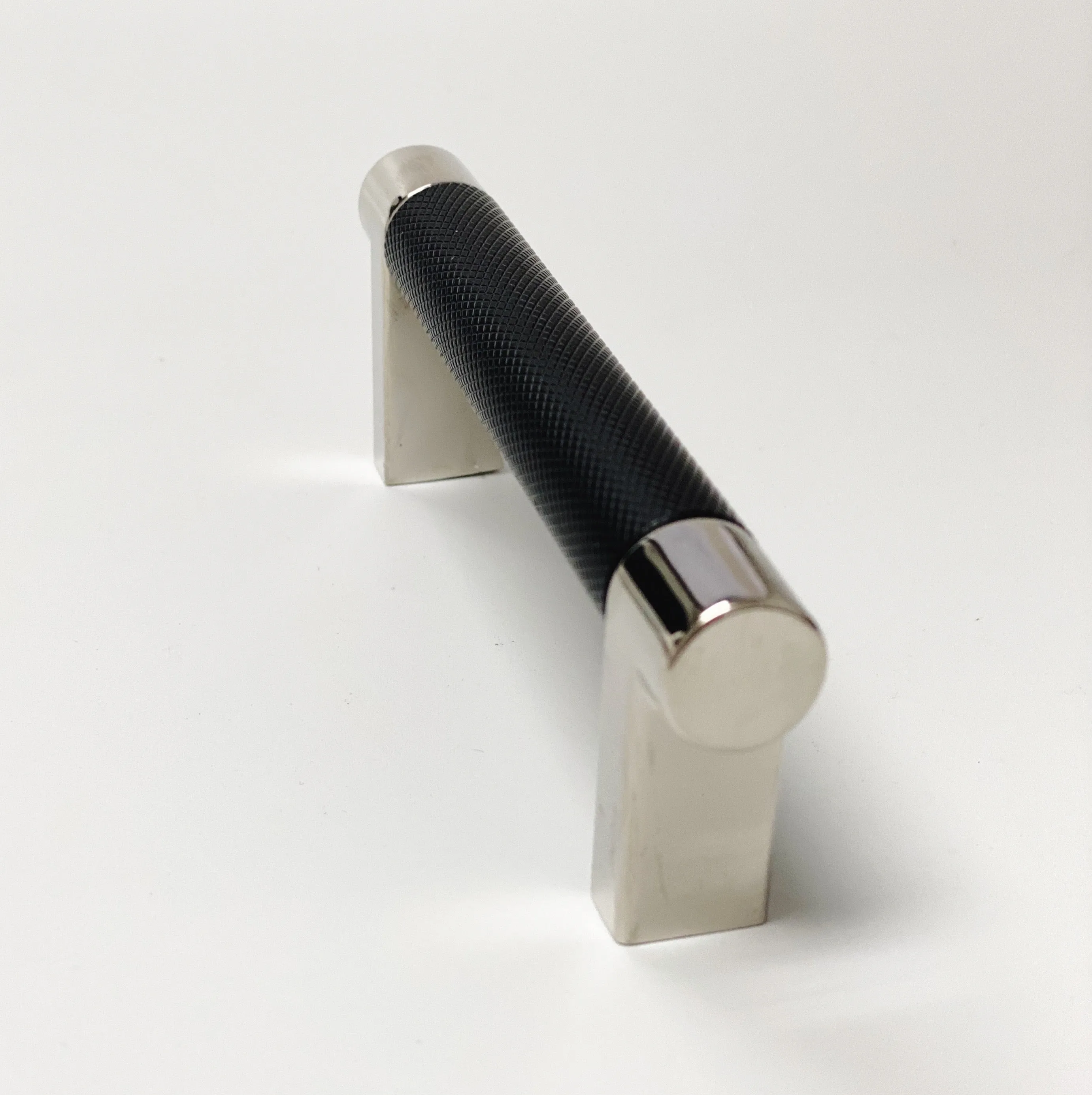 Knurled Select Texture Polished Nickel and Black Drawer Pulls