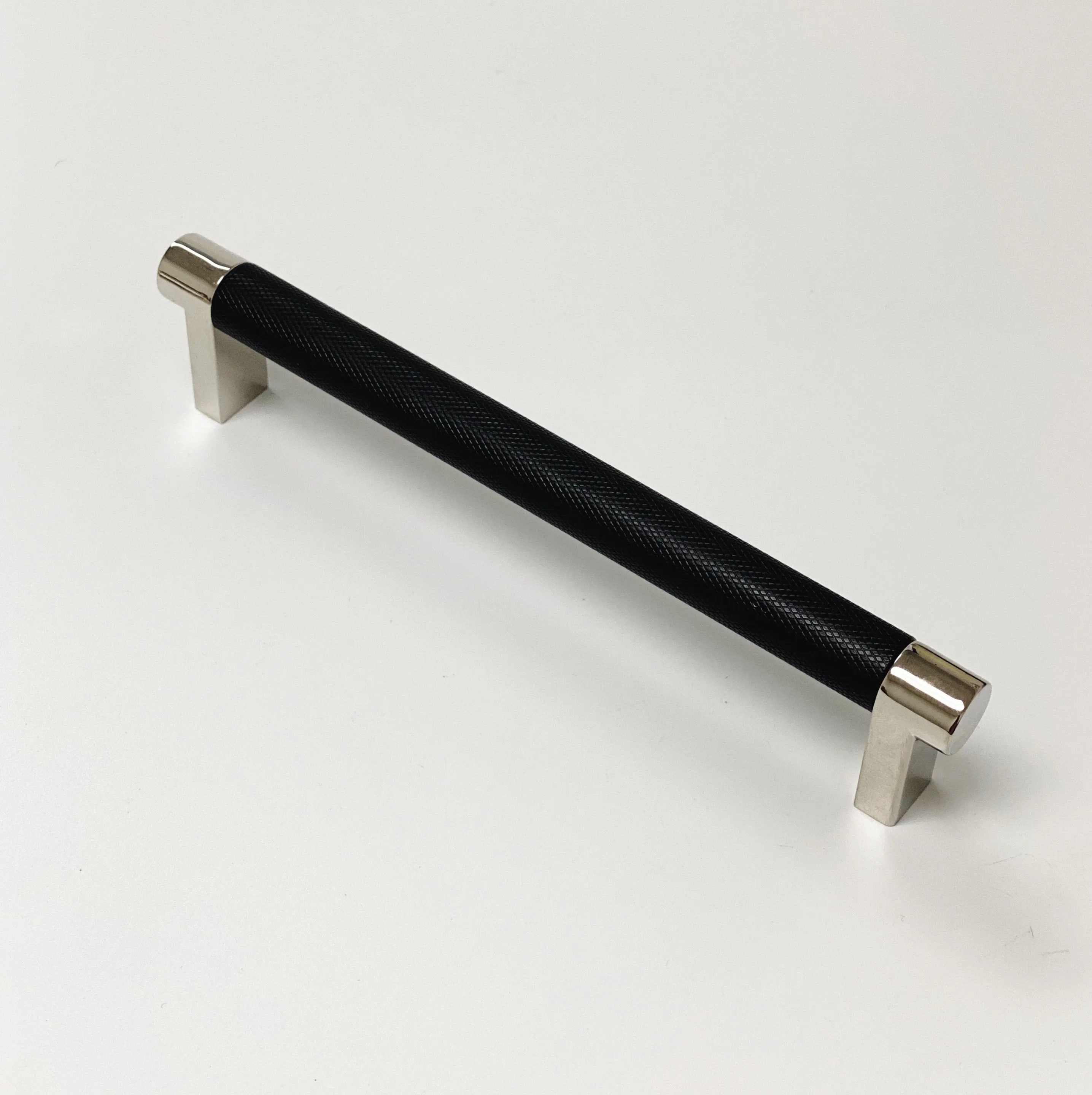Knurled Select Texture Polished Nickel and Black Drawer Pulls