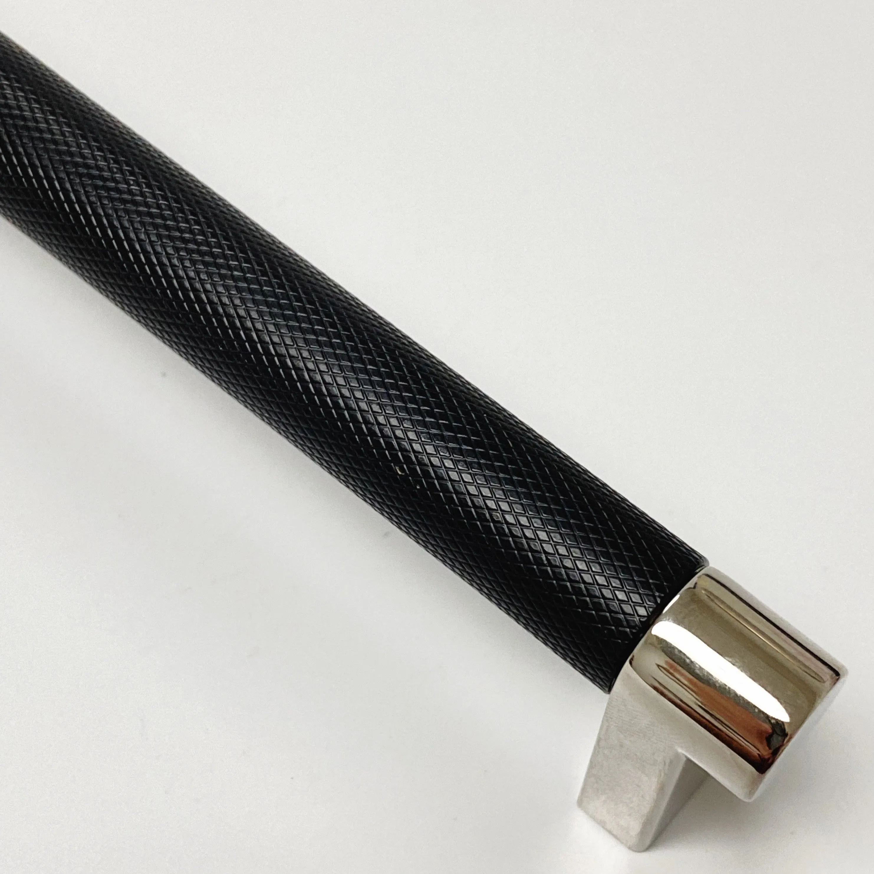 Knurled Select Texture Polished Nickel and Black Drawer Pulls