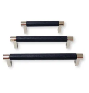Knurled Select Texture Polished Nickel and Black Drawer Pulls