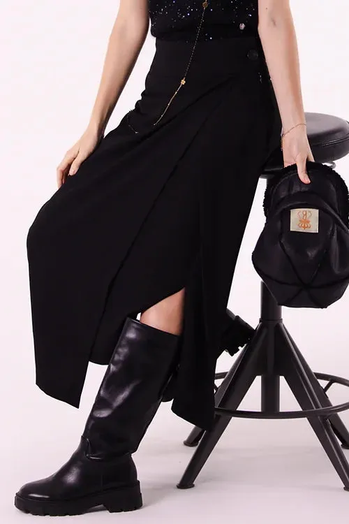 LES BLONDINETTES Black Wrap Skirt