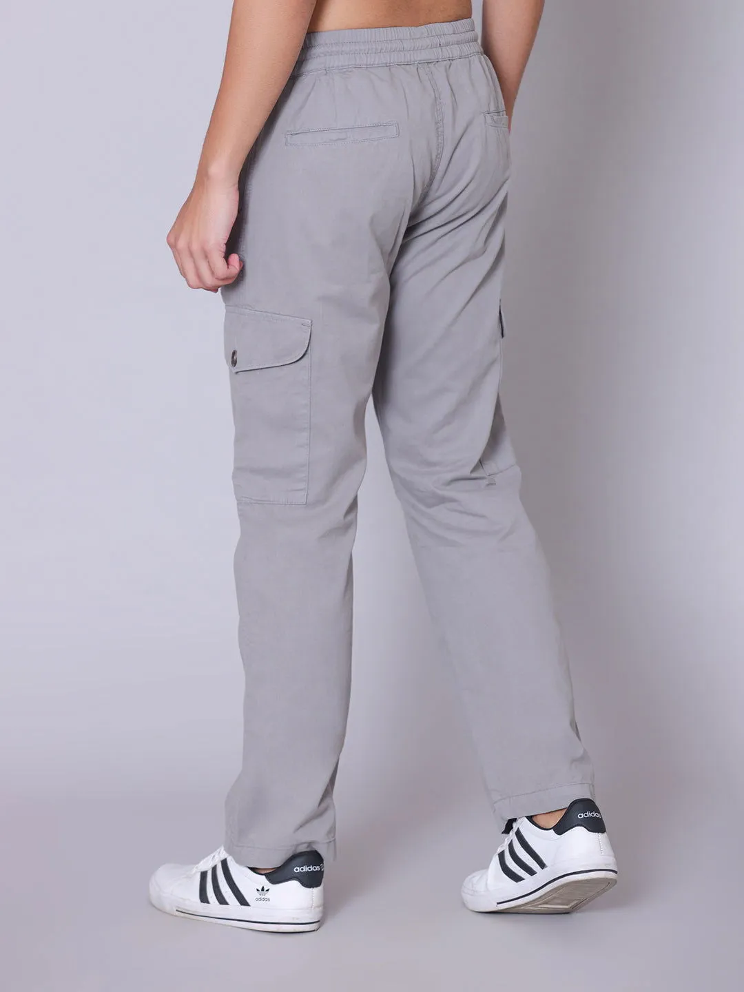 Light Weight Drawstring Cargo- Light Grey