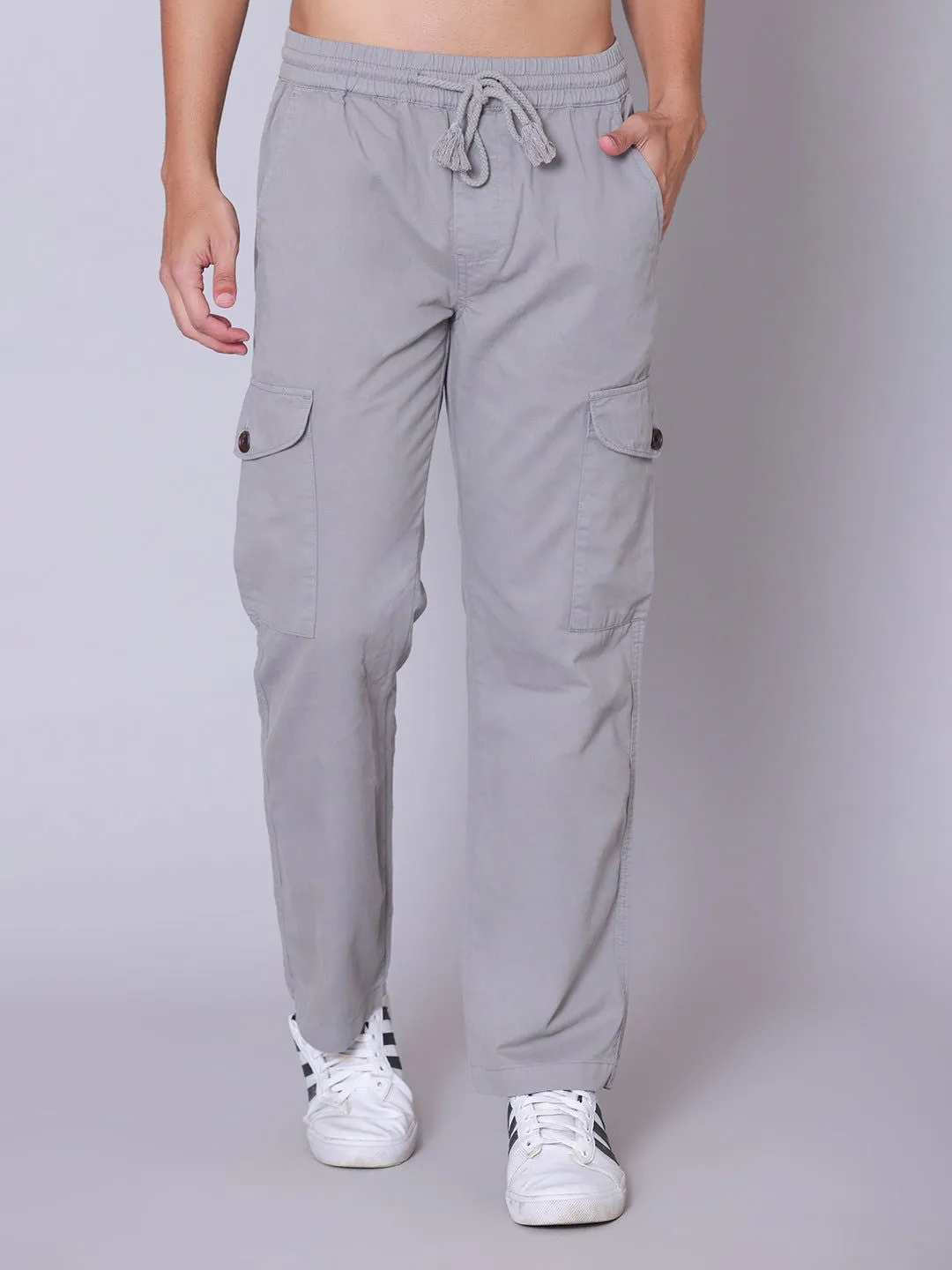 Light Weight Drawstring Cargo- Light Grey