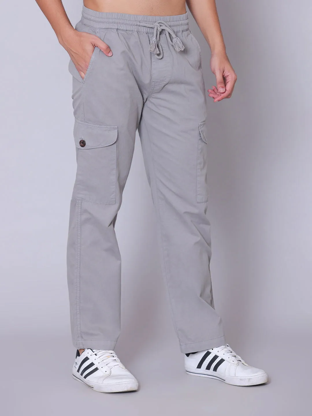 Light Weight Drawstring Cargo- Light Grey