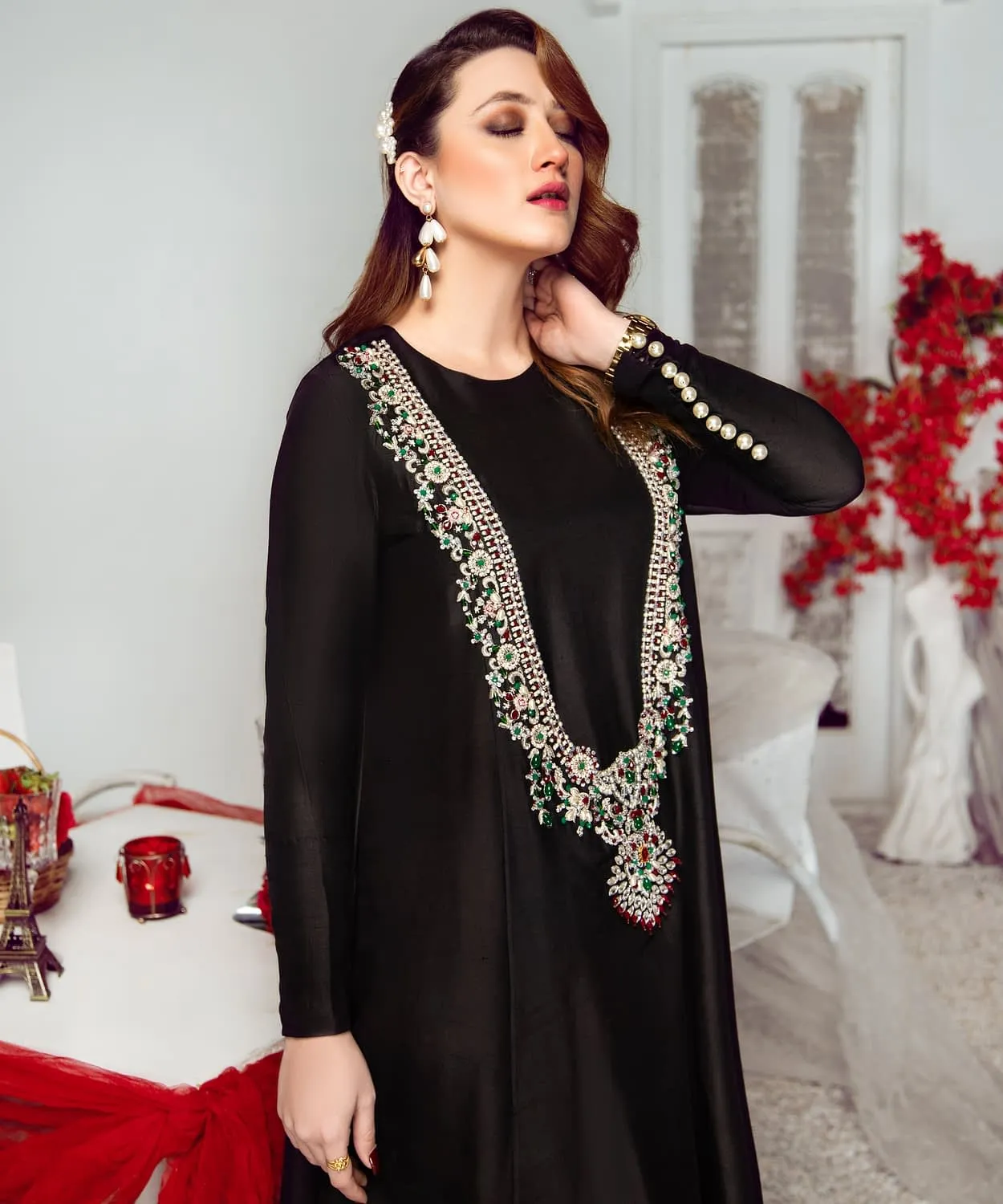 Long Black Silk Maxi Dress - BLACK ROYCE