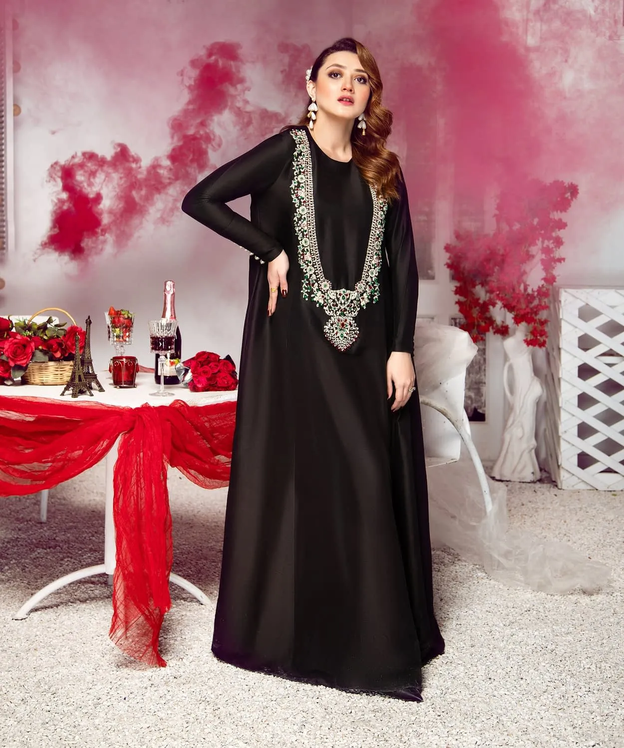 Long Black Silk Maxi Dress - BLACK ROYCE