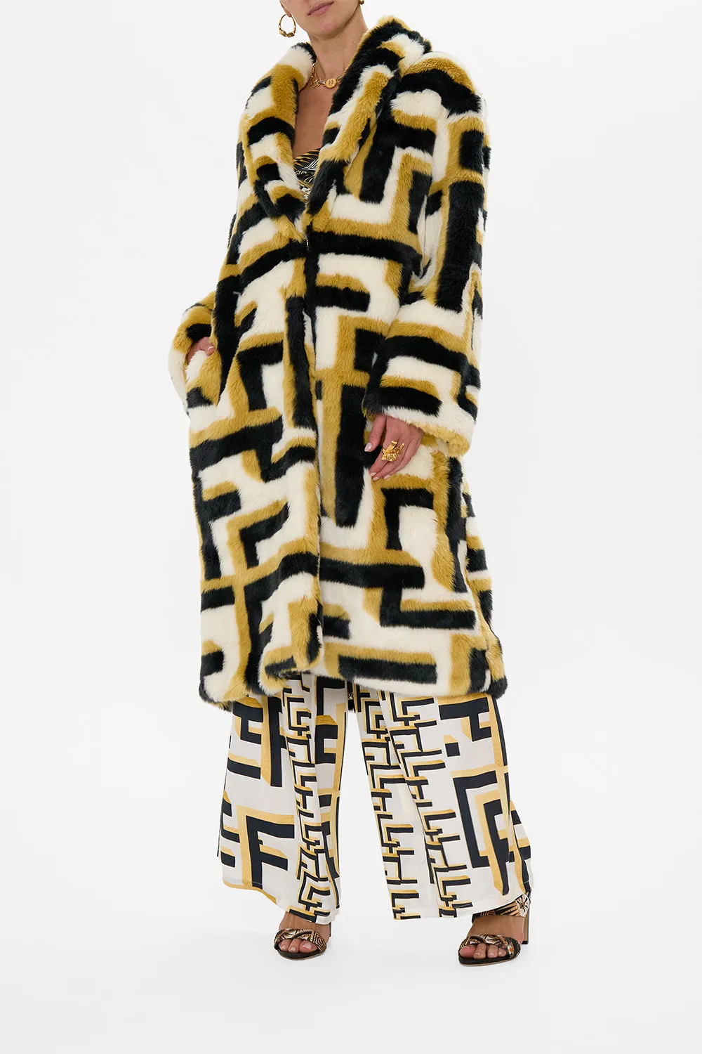LONG TEDDY COAT - MONOGRAM TEMPLES OF DENDARA
