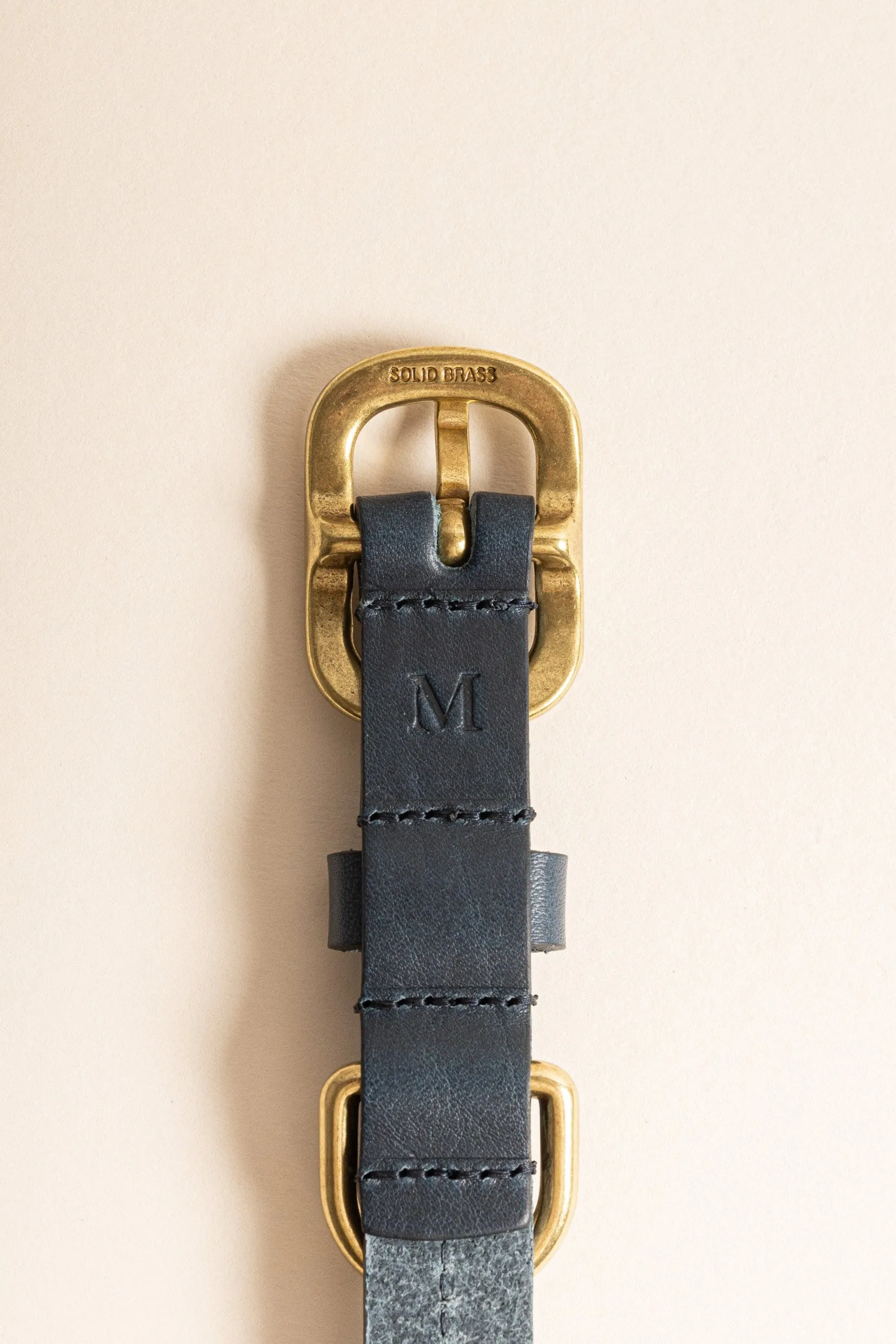 Luxury Dark Blue Leather Dog Collar with Center Ring, Handmade in the UK