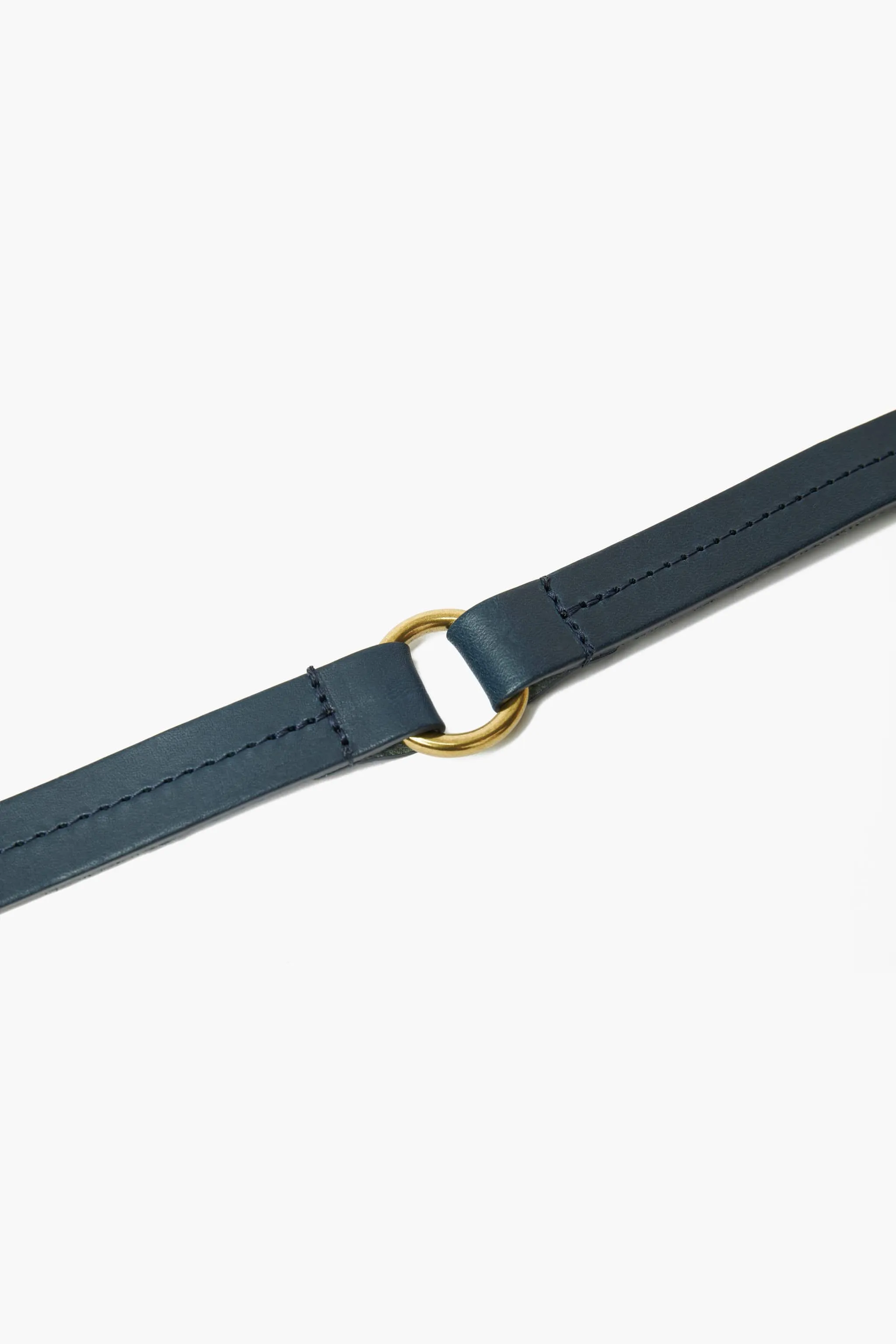 Luxury Dark Blue Leather Dog Collar with Center Ring, Handmade in the UK