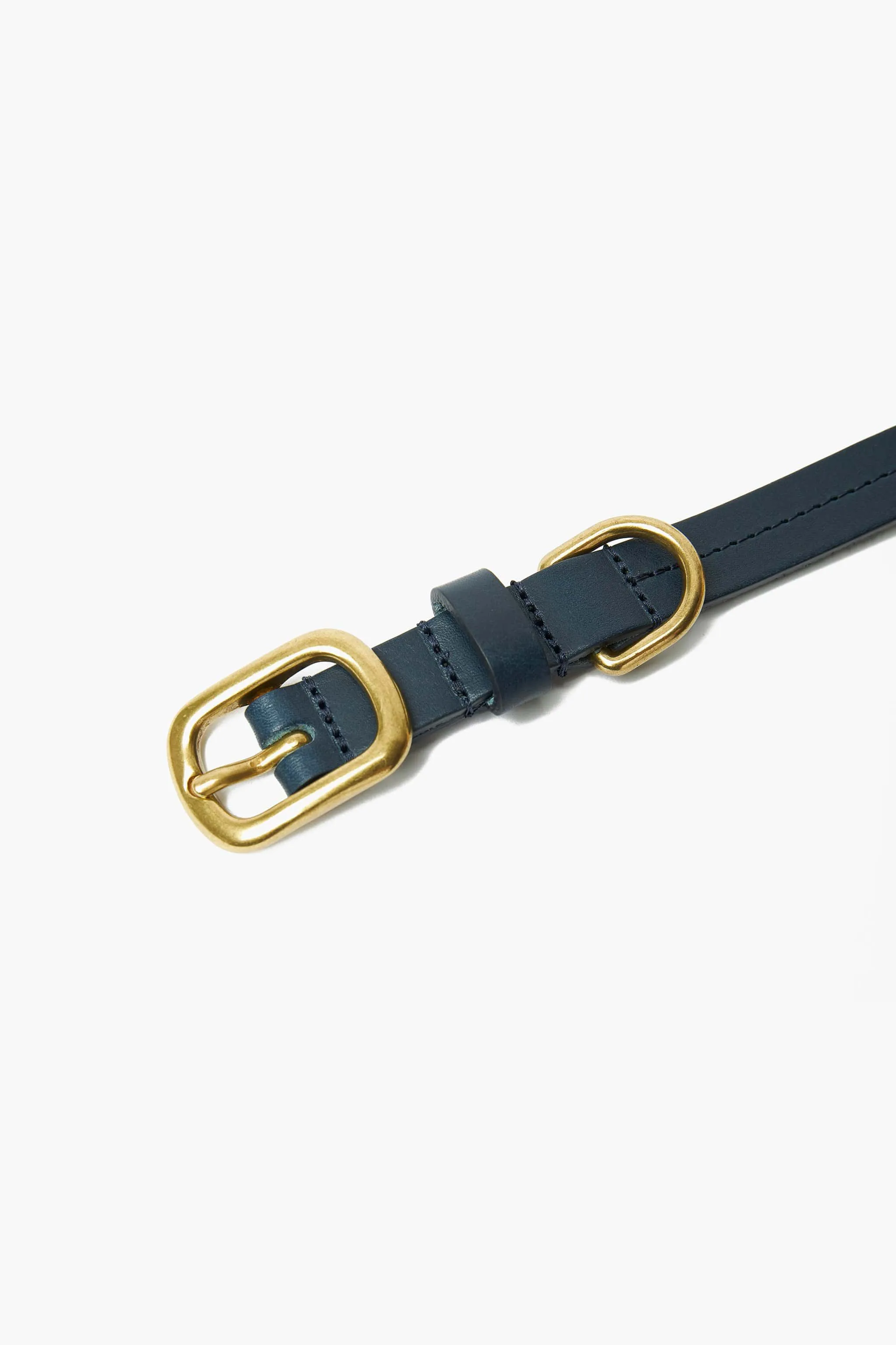 Luxury Dark Blue Leather Dog Collar with Center Ring, Handmade in the UK