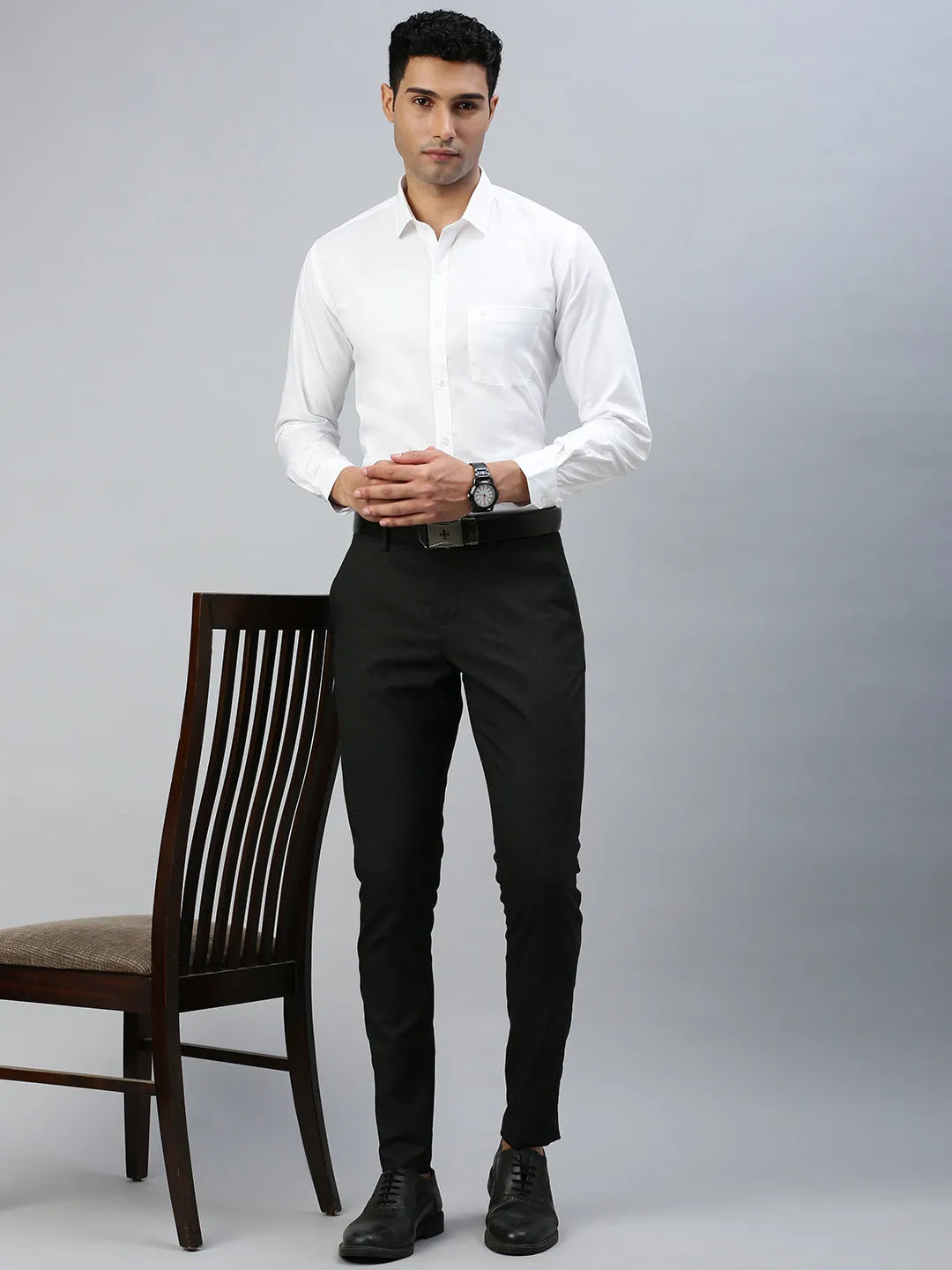 Men 100% Cotton White Shirt_Victory