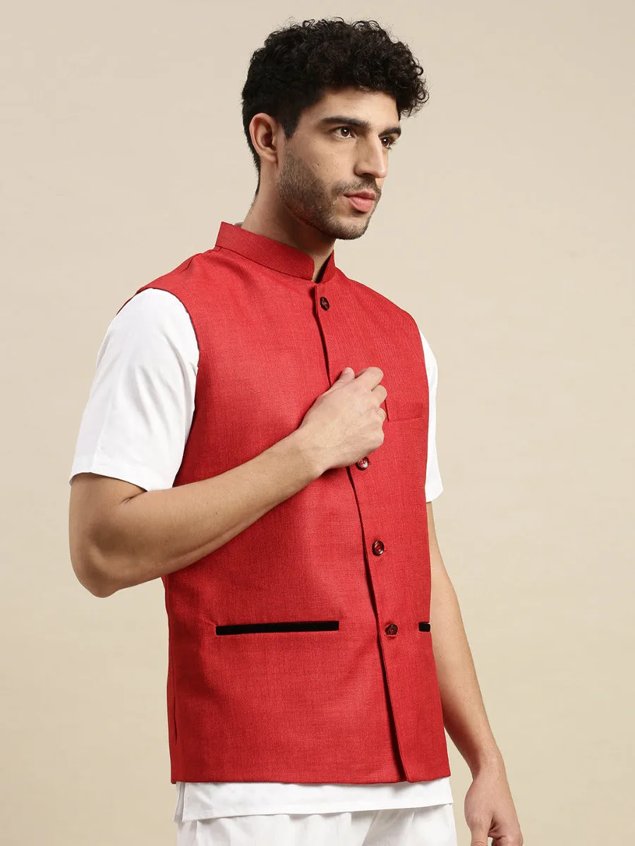 Men Ethnic Jacket Red DB7