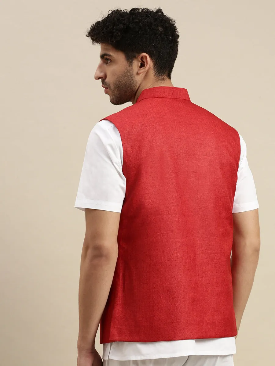 Men Ethnic Jacket Red DB7