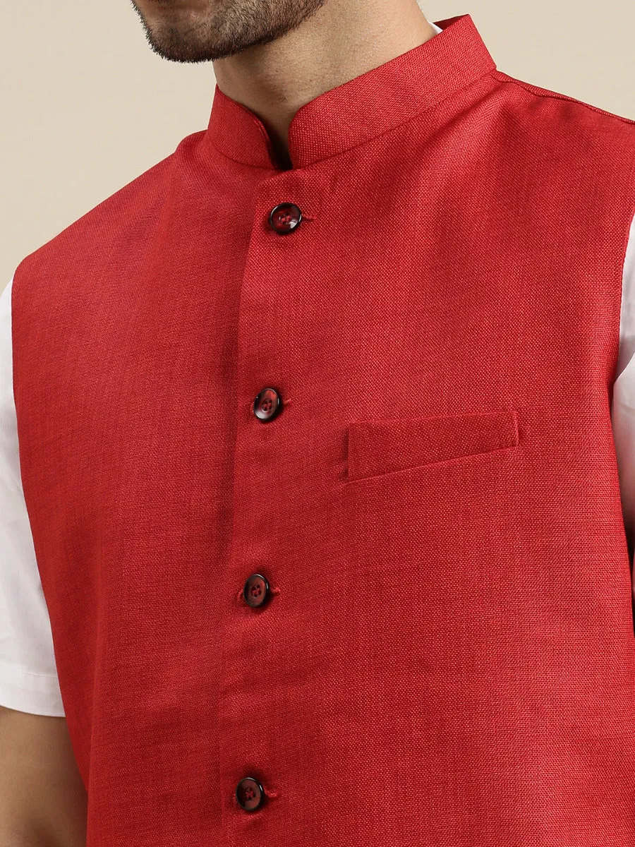 Men Ethnic Jacket Red DB7