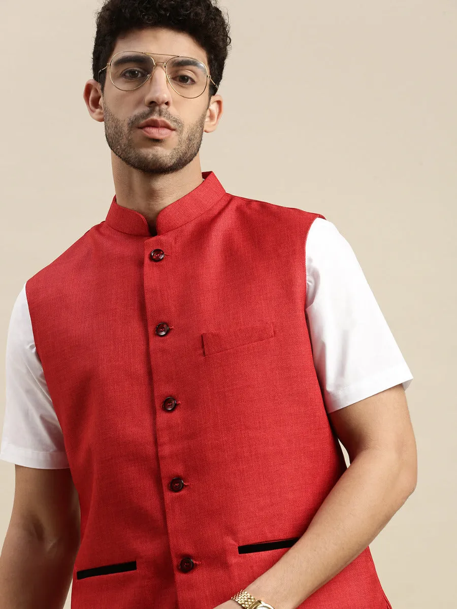 Men Ethnic Jacket Red DB7
