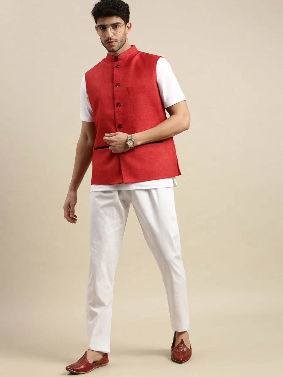 Men Ethnic Jacket Red DB7
