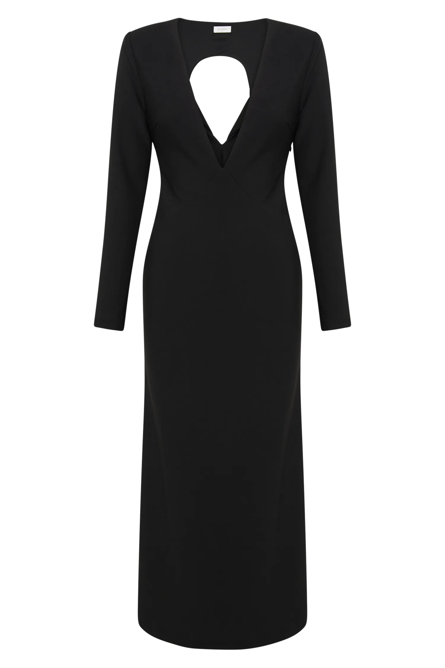 Michaela Long Sleeve Maxi Dress With Shoulder Pads - Black
