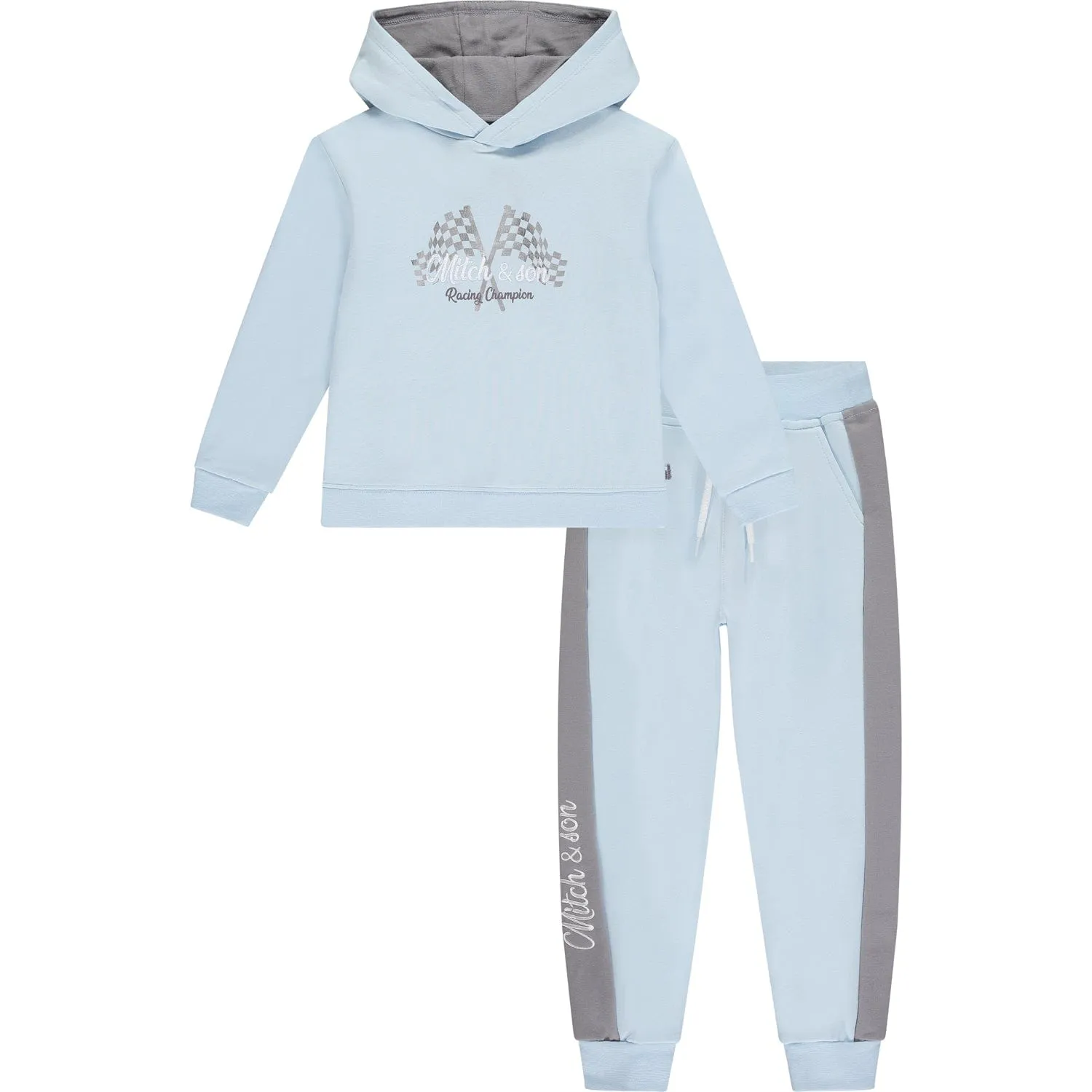 MITCH & SON - Enrico Flag Graphic Hooded Set - Pale Blue
