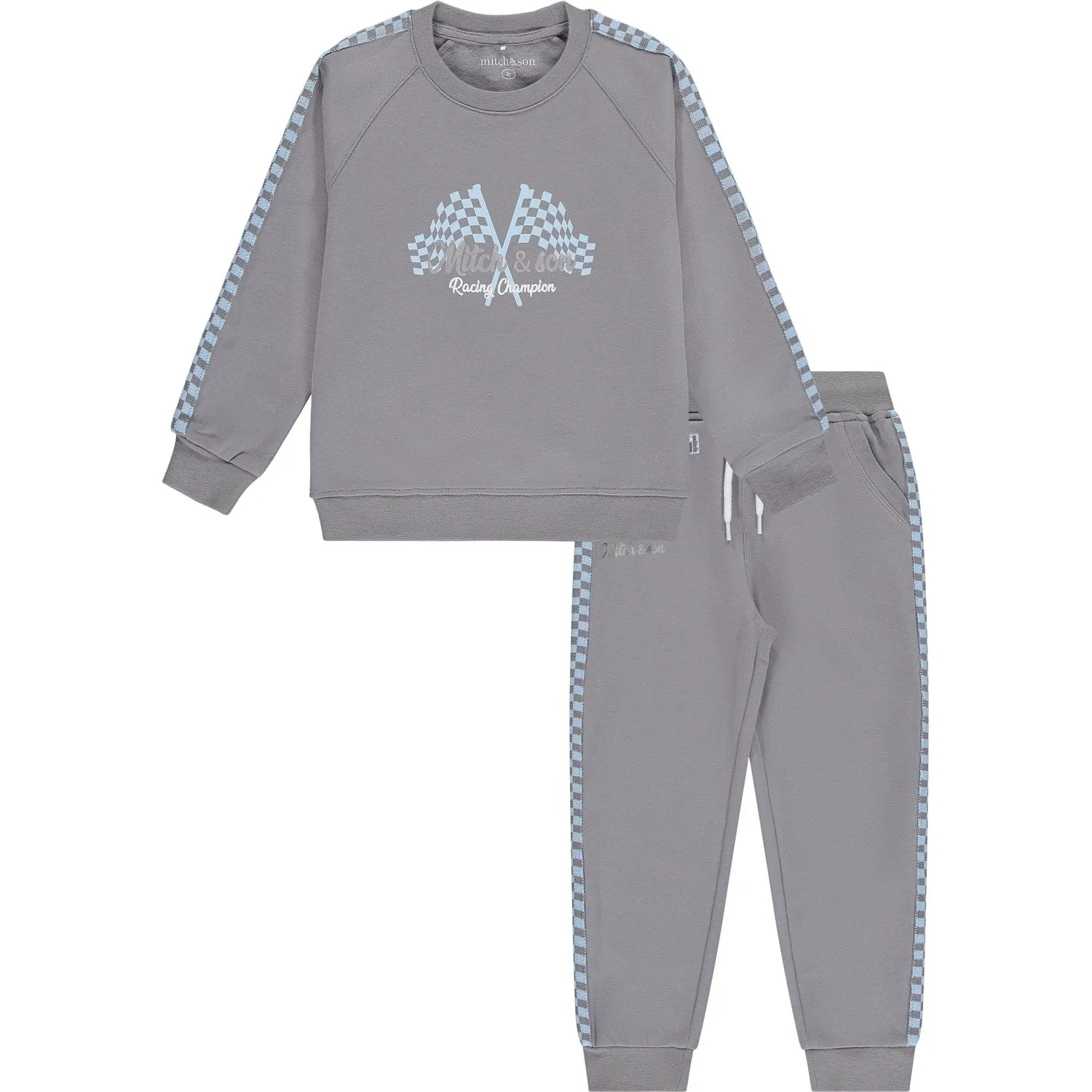 MITCH & SON - Ernest Flag Graphic Tapes Swearshirt Set - Grey