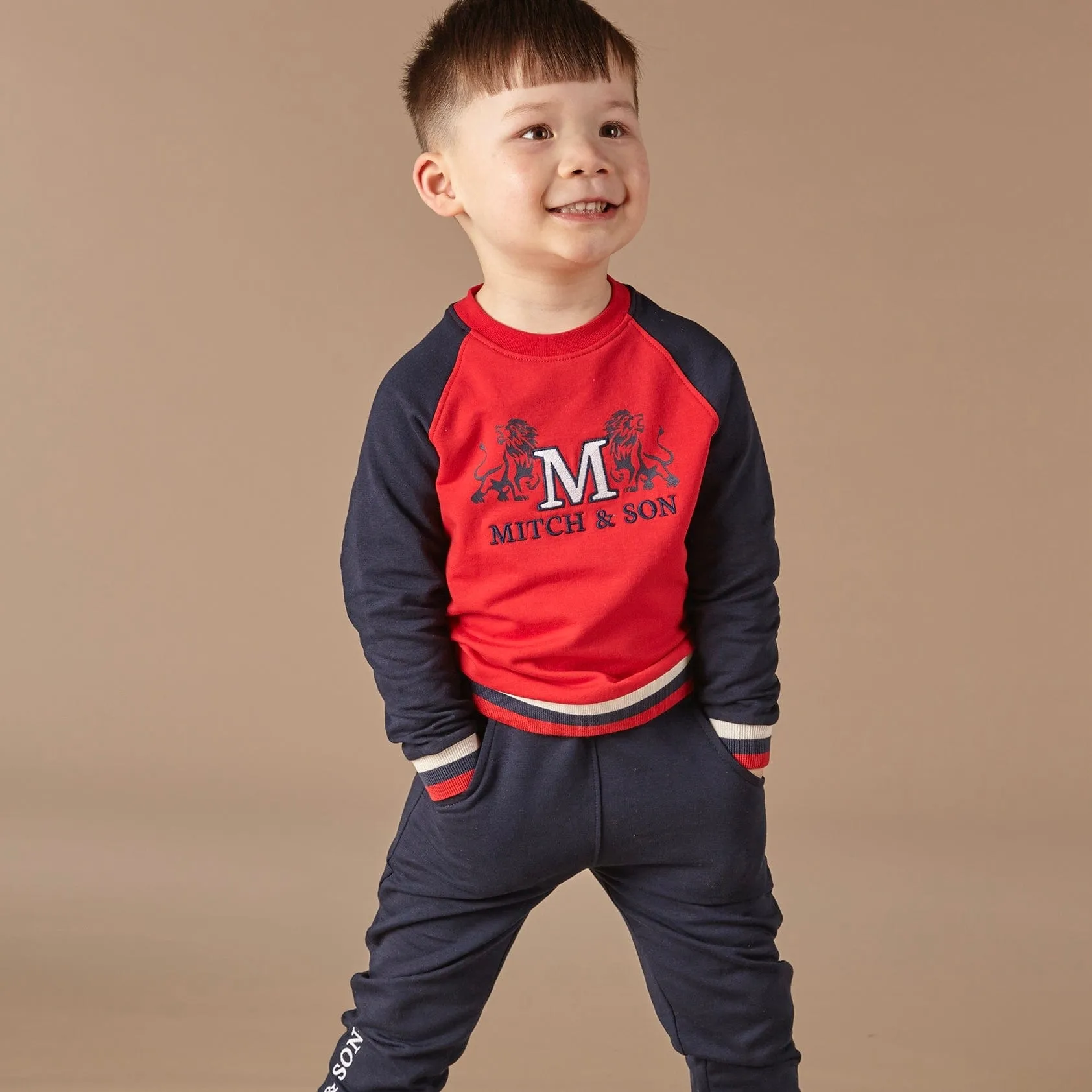 MITCH & SON - Fred College Crewneck Tracksuit  - Blue Navy