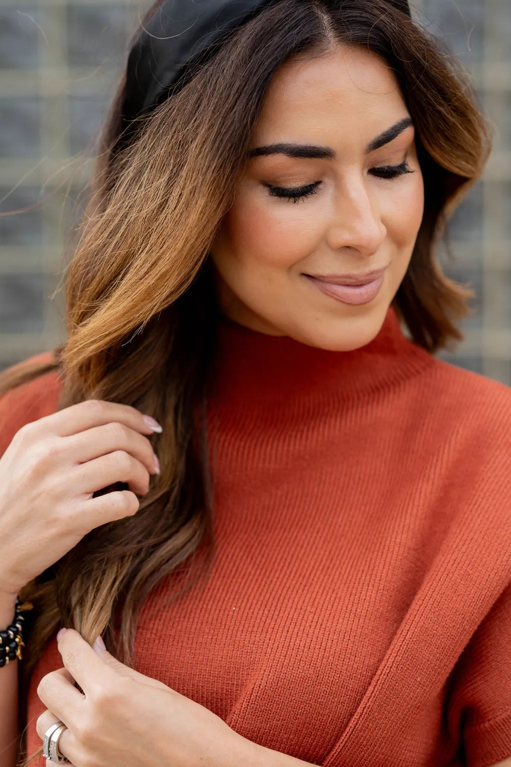 Mock Neck Short Sleeve Sweater